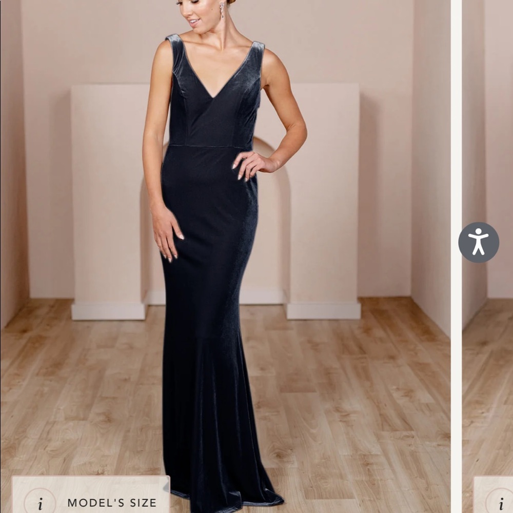 Blue velvet dress from Revelry, size 2 petite.